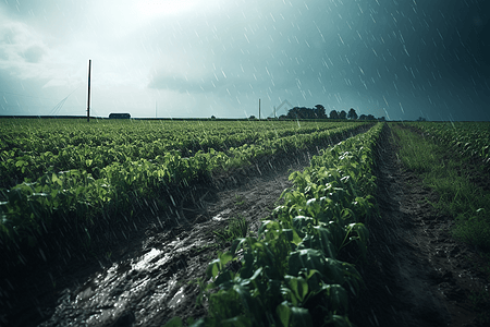 下雨时的田地图片