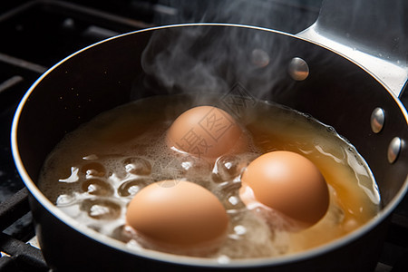 在一锅开水中煮鸡蛋图片