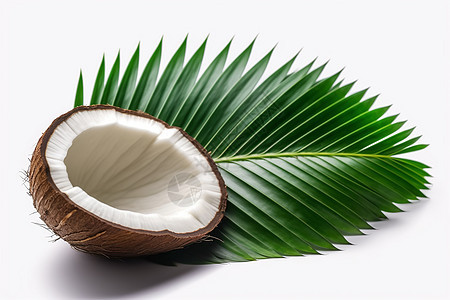 椰子和椰子叶背景图片