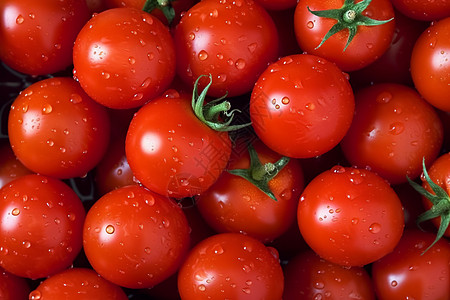 西红柿排列在市场上高清图片