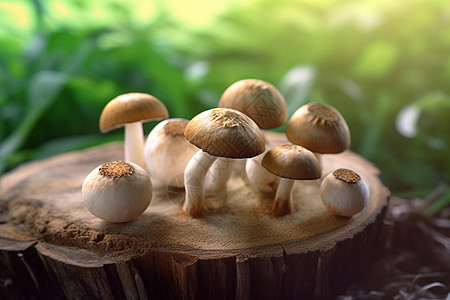 木头草蘑菇图图片