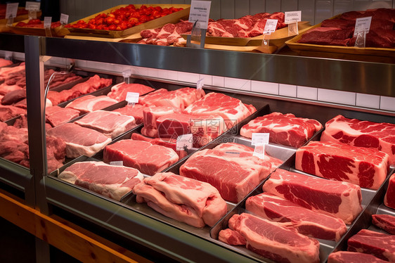 小型肉店的肉制品图图片