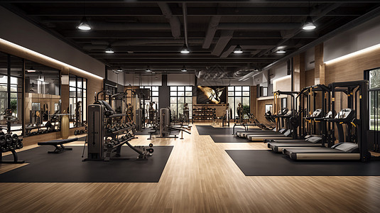 健身房运动现代的健身房效果图设计图片