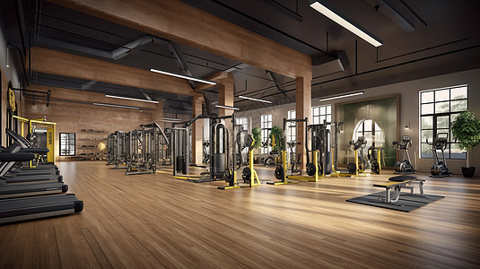 现代的健身房3D效果图图片