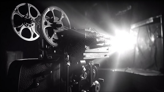 老式电影放映机的特写镜头图片