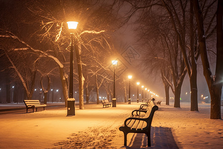 夜色下的雪景图片