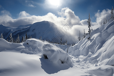 冬季冰雪覆盖的山坡背景图片