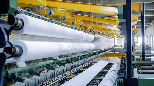 纺织厂工业的白色纱线轴图片