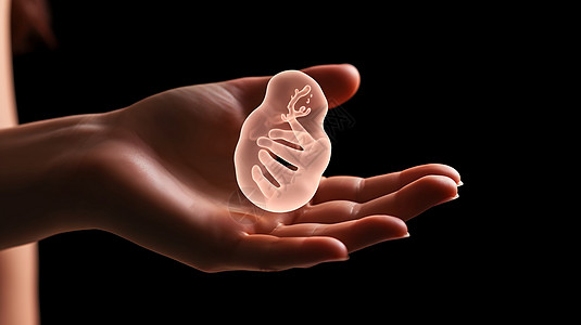 女人手中的胚胎图片