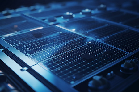 生产中的太阳能电池板的特写图片