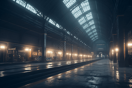 车站夜景深色背景的火车站设计图片