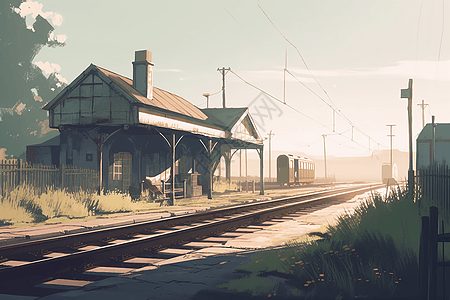 宁静的乡村火车站图片