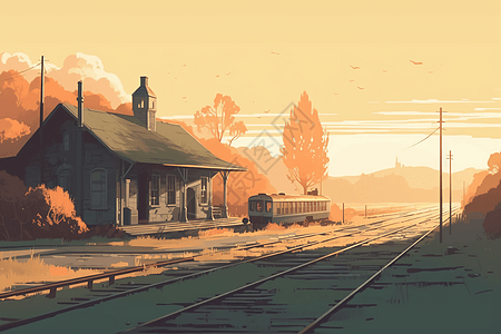 乡村火车站的宁静图片