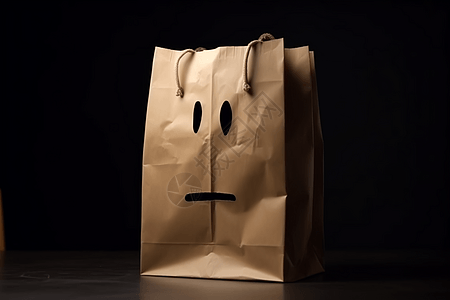 表情焦虑的人在纸袋里呼吸创意图背景