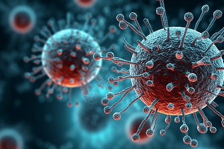 3d医学背景与抽象病毒细胞背景图片