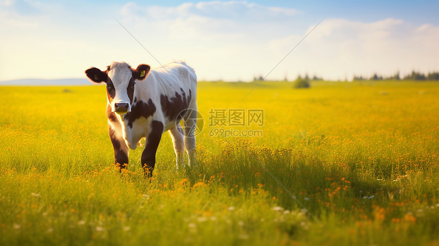 行走在草地上的小牛图片