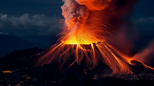 火爆发山爆发时的景观设计图片