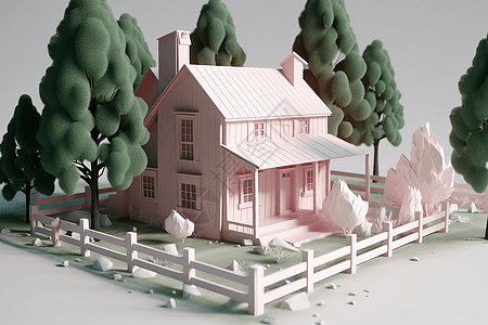 乡村别墅黏土模型图片