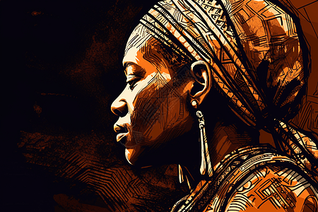 非洲部落人物肖像创意插图图片
