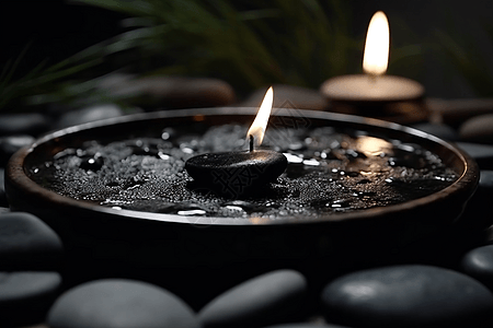 禅园的黑色蜡烛图片