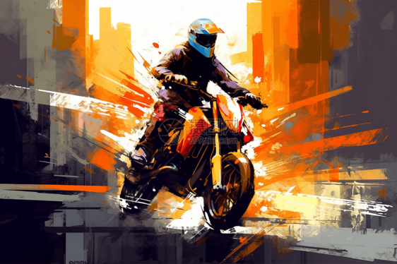 极限城市摩托车艺术插图图片