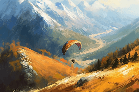 滑翔伞艺术插画图片