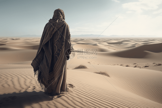 游戏沙漠环境中的角色3D概念图图片