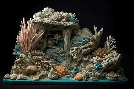 水下场景的3D泥塑图片