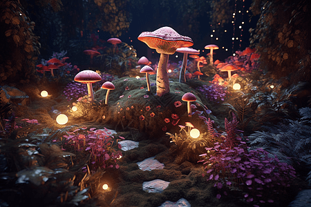 花园里的神秘蘑菇图片