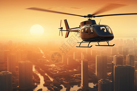 城市上空的直升机图片