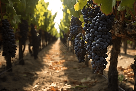 一排排成熟的葡萄背景
