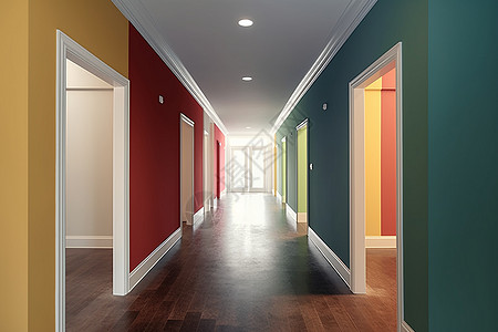 彩色墙壁的走廊高清图片