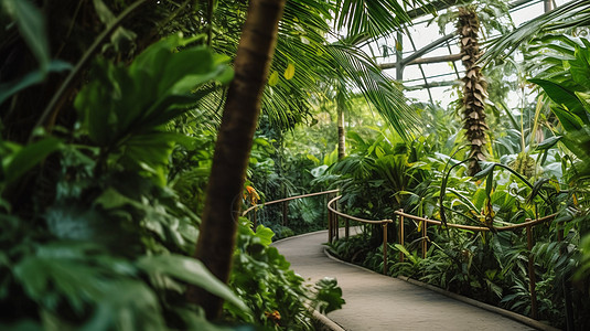 热带雨林温室内的各种植物图图片