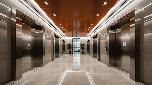 现代办公楼电梯间图片背景图片