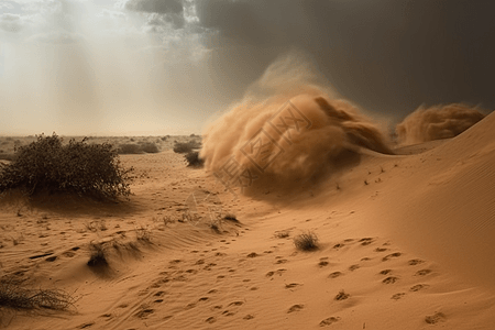 尘土飞扬的沙漠背景图片