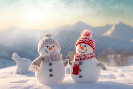 冬至快乐快乐的雪人朋友背景