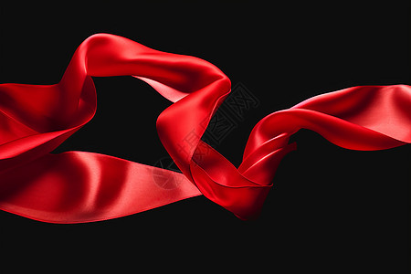 红色飘带黑色背景中的红丝带设计图片