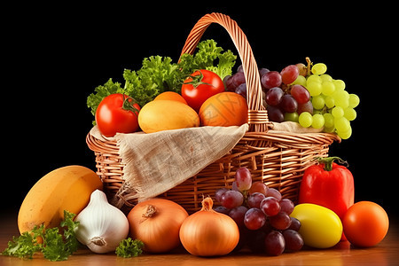 一篮子水果和蔬菜图片