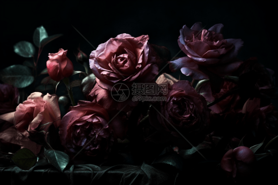 黑暗中的玫瑰花朵图片