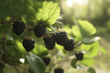 果蔬图片灌木丛上的黑莓背景