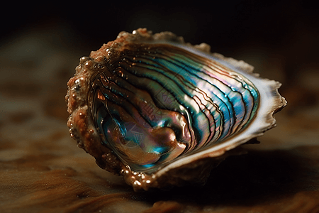 虹彩牡蛎壳海底海鲜高清图片