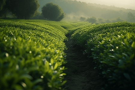 郁郁葱葱的绿茶图片