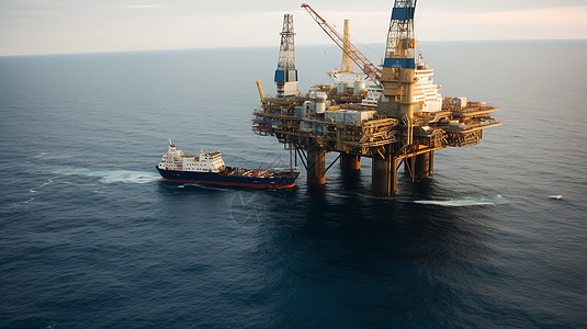 海面上的石油平台图片