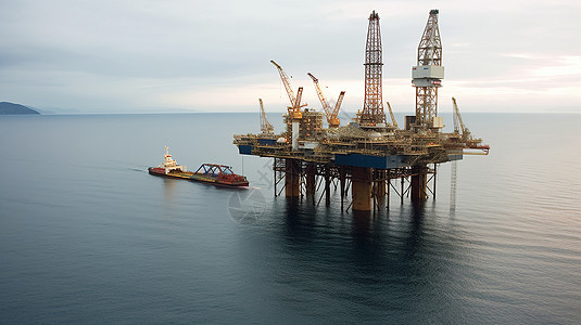 海洋里的石油井图片