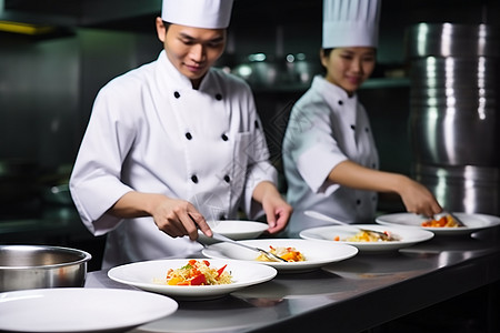 厨师制作美食制作美食的厨师背景