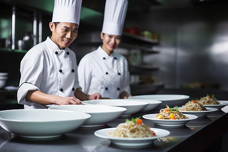 厨师在烹饪食物图片