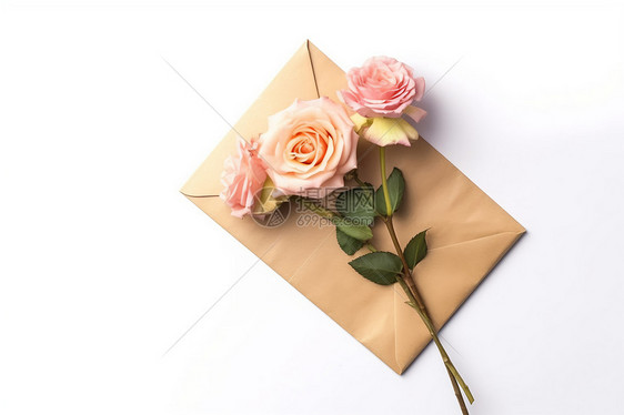 送给爱人的一封信和玫瑰花图片