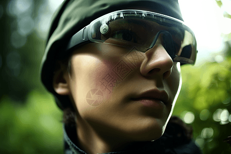未来派AR科技眼镜的女人图片