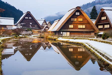 河边小屋小河边的房屋背景