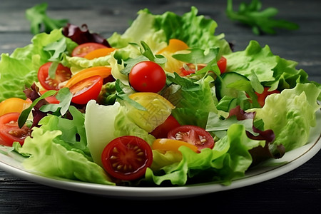 生菜沙拉配西红柿和其他蔬菜图片
